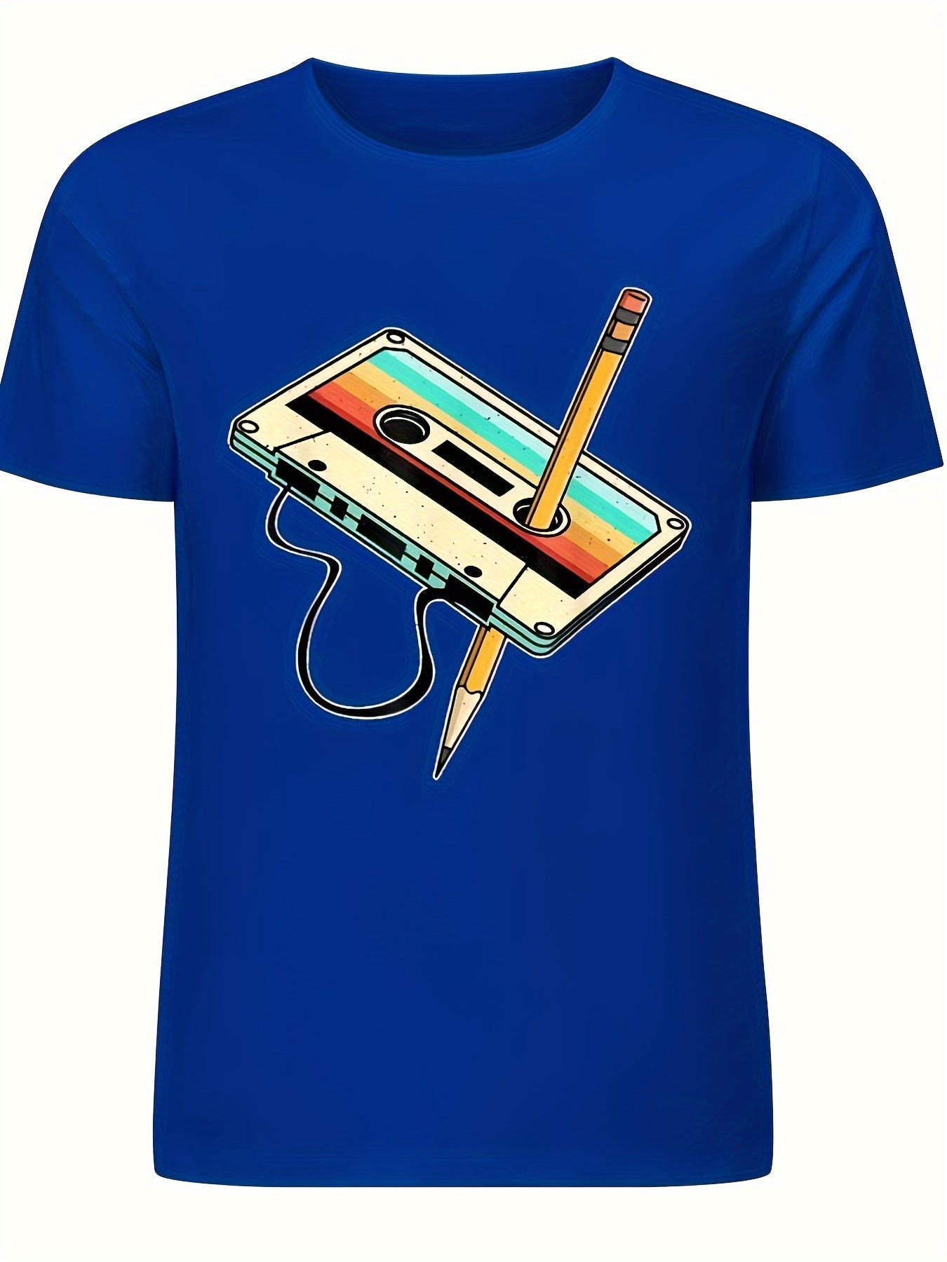80s Retro Nostalgia 1980s Cassette Tape Pencil Music T-Shirt for Summer, Spring and Autumn Wear