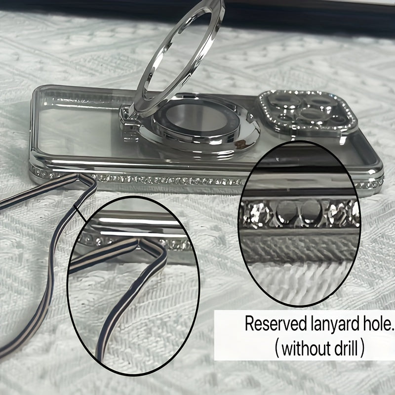Stylish Rhinestone Phone Case with Lens Protection - Durable, Scratch-Resistant, and Shock-Absorbing - Compatible with iPhone 15, 14, 13, 12 Pro Max