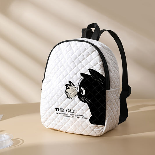 Cat Butterfly Print Lightweight Casual Travel Backpack