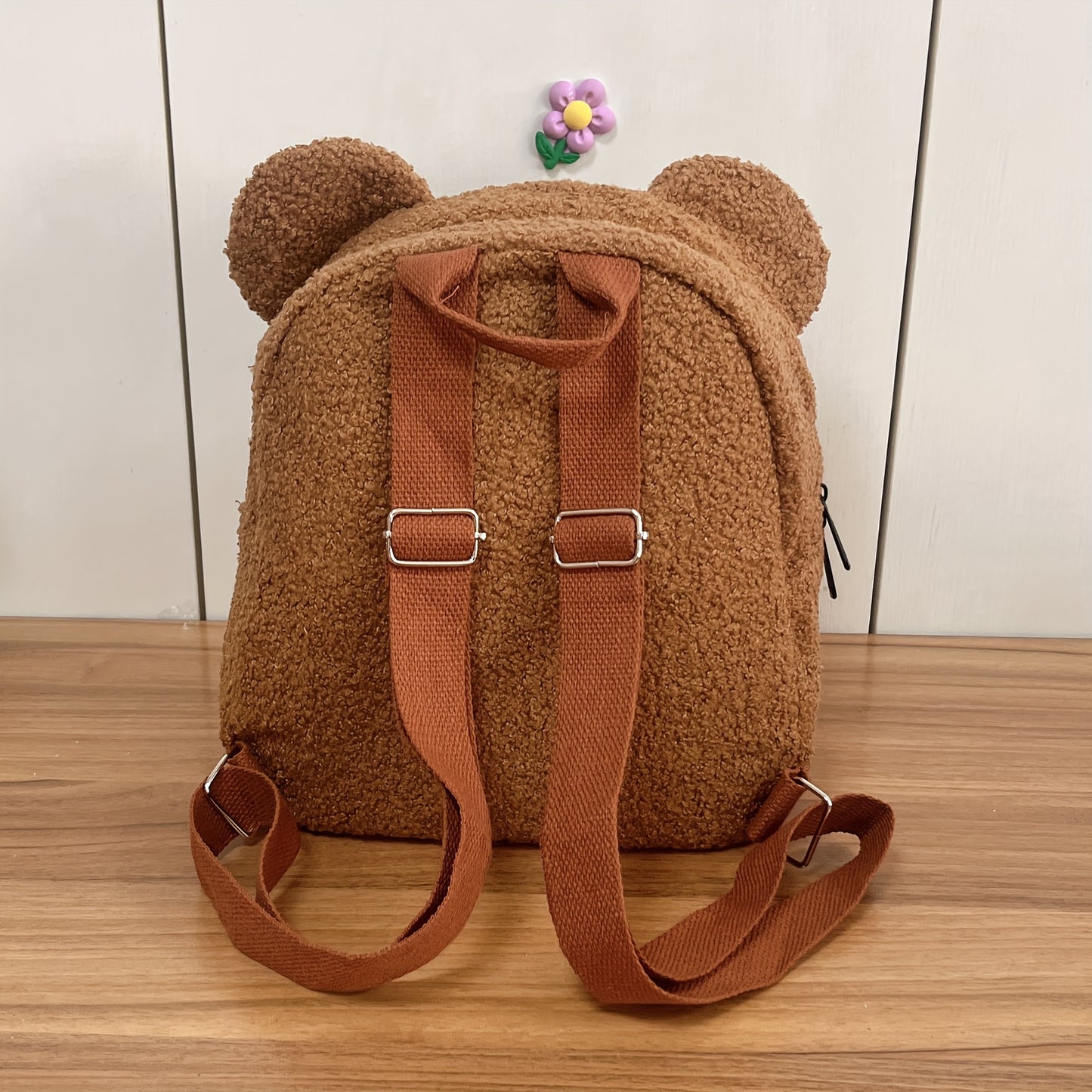 Personalised Womens Girls Cute Bear Pattern Backpack Plush Backpack for girls Custom Name Small Casual Shoulder Daypack Personalised Embroidery Cute Backpack for School Bear Ears Animal Plush Backpack Custom Name Small Backpa
