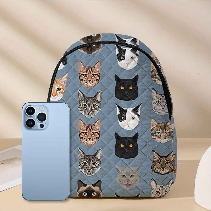 Cat Pattern Print Backpack Lightweight Travel Daypack