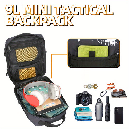 2.38gal Mini Backpack, Gym Sports Backpack, Hiking Travel Camping Backpack