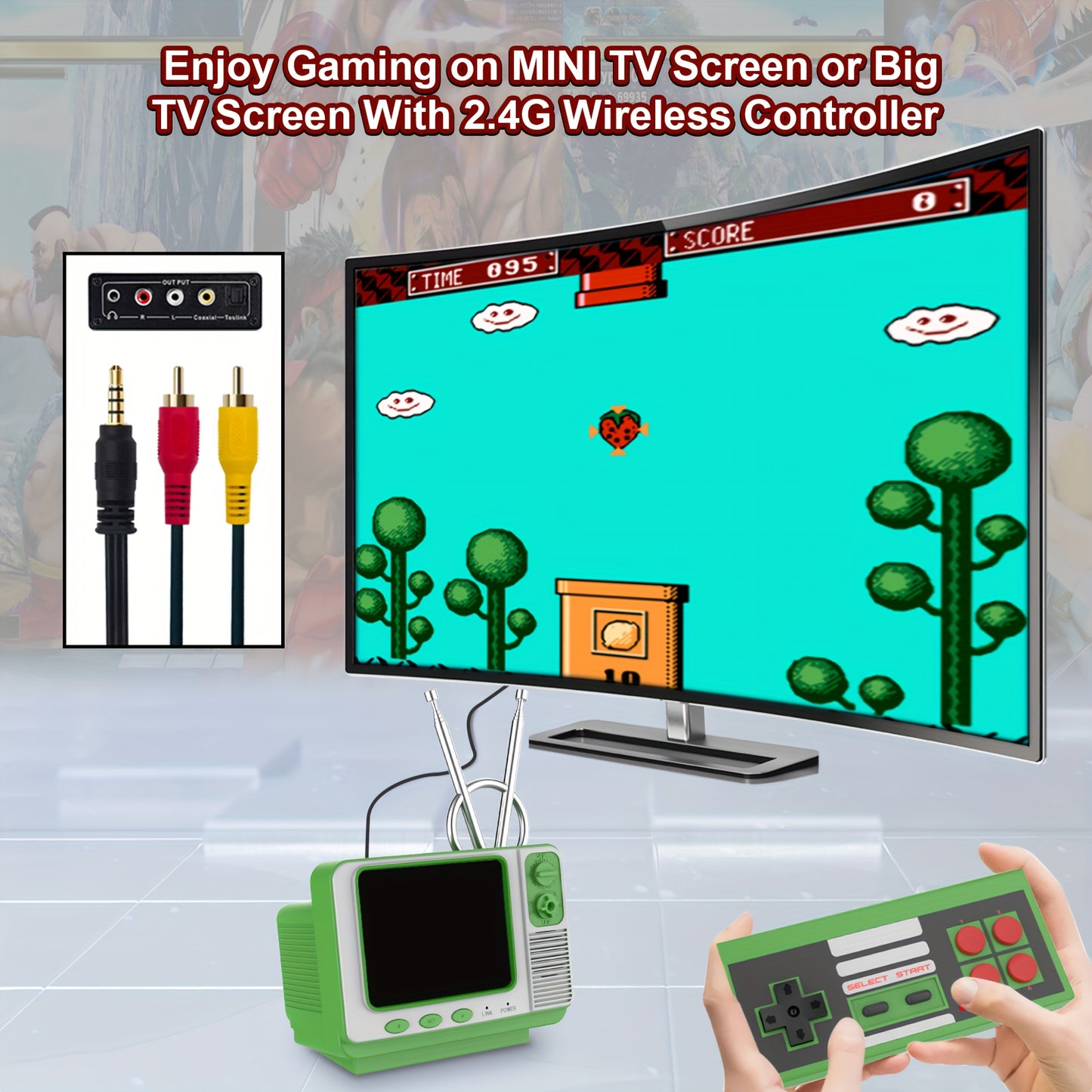 Retro Games Console GV300S Mini TV Style With Handheld Gamepad & AV Output - 3.0 Inch Screen Xmas Gift