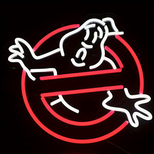 Ghostbusters LED Neon Sign, Multi-Color USB Powered Wall Hanging Light, Plastic Switch Controlled, Multipurpose Decoration for Gaming Club, Birthday, Halloween, Christmas - 1pc No Battery Required