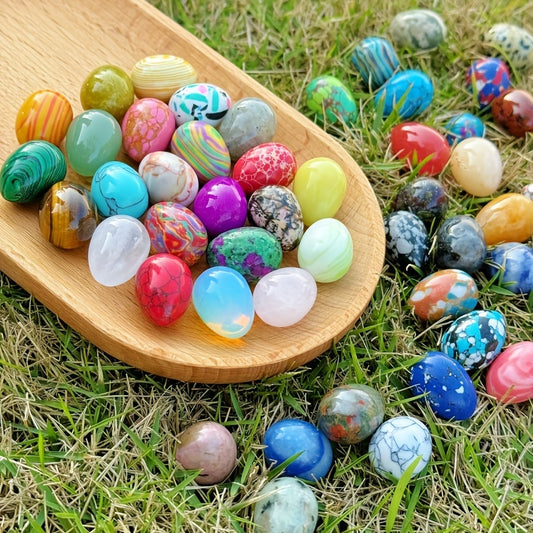 20pcs Natural Polished Stone Egg Crystal, Large Stone Polished Mineral Egg, Palm Chakra Egg Crystal, Perfect Easter Decoration Easter Gift Random
