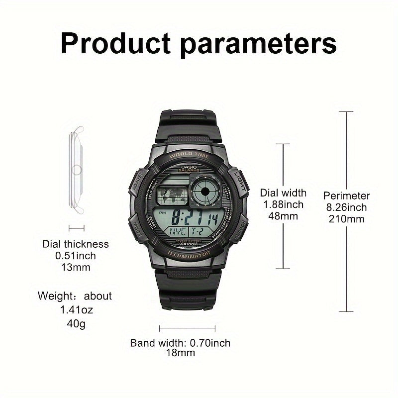 Casio AE Series Digital Sports Watch Water Resistant 100m