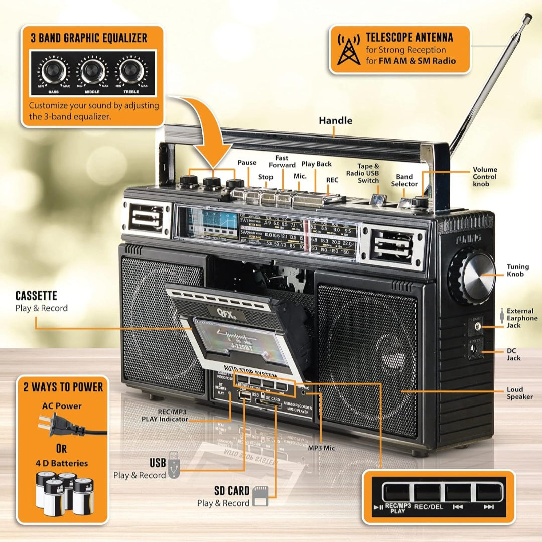 Retro BoomBox — Bluetooth Cassette Radio